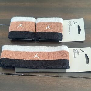 Jordan Black, Brown, and White Wristband and Headband Set